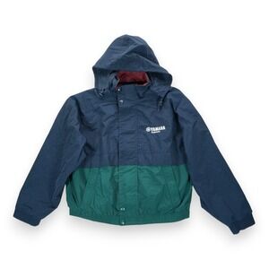 Vintage YAMAHA Bomber Jacket Windbreaker Mens Large‎ Snap/Zipper Closure Hooded